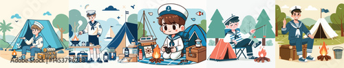 vector set of camping sailors