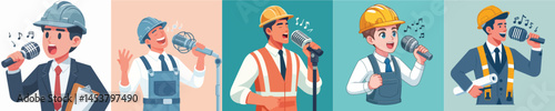 vector architect singing using microphone