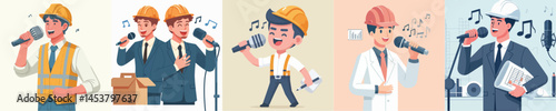 vector architect singing using microphone