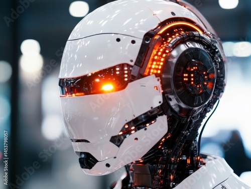 Obraz na płótnie Artificial intelligence robot with futuristic design w salonie