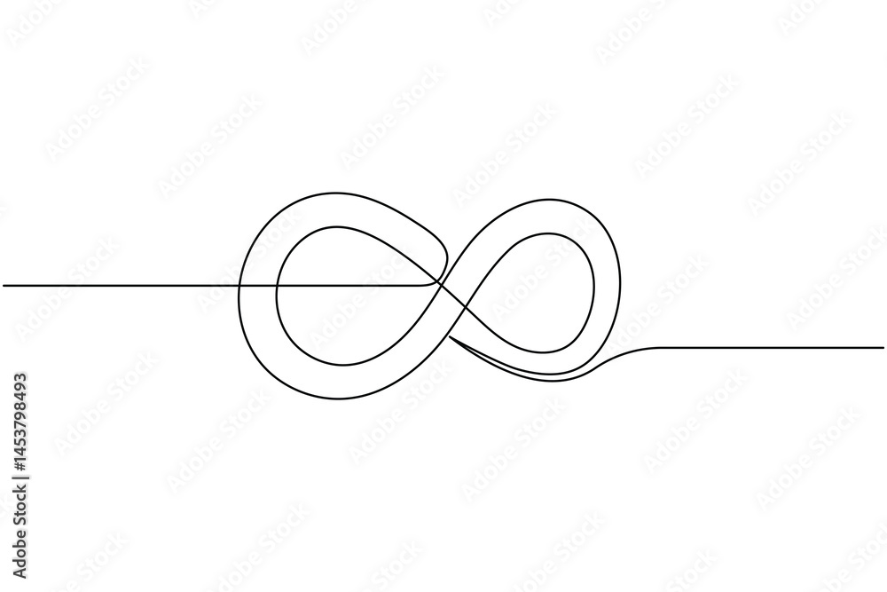 Fototapeta premium Infinity symbol continuous one line drawing and minimalist style isolate outline vector icon