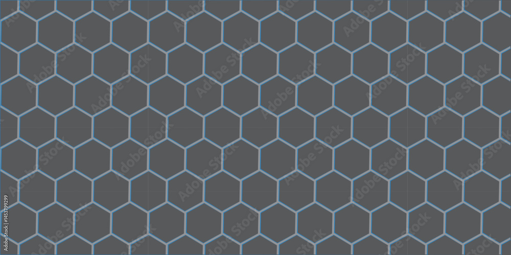 Obraz premium Blue metal grid pattern with a hexagonal honeycomb texture creates a seamless geometric design element