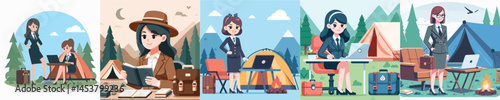 vector set of camping secretaries