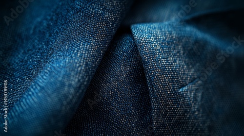 Obraz na płótnie A close-up view of a woven blue textile material, with visible thread count and weave pattern. This image might be used for stock photography purposes. w salonie