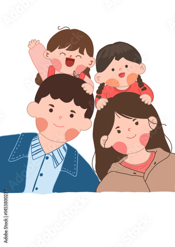 happy family portrait with two daugthers