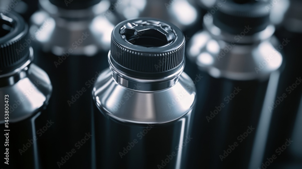 A cluster of cylindrical objects that resemble parts or machinery with a focus on their metallic surfaces and textures, suggesting an industrial setting.