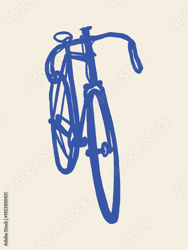 Retro bicycle — naive bold sketch illustration