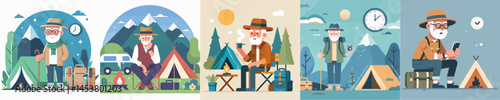 vector set of camping grandfathers