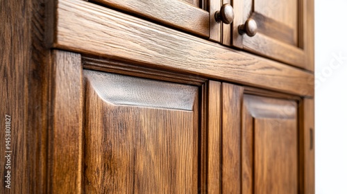 Obraz na płótnie Beautifully crafted wooden kitchen cabinets with a rich, warm finish. Perfect for modern home kitchens. w salonie