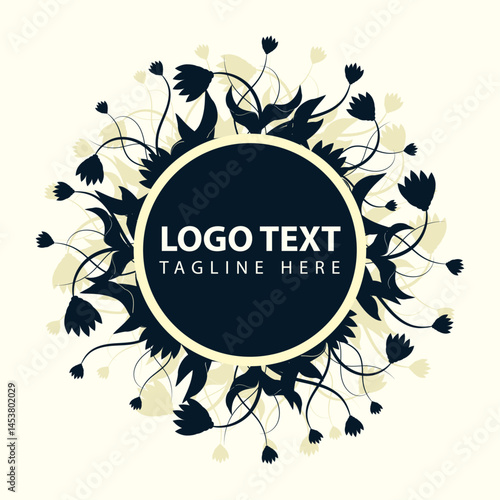 Elegant floral emblem with space for logo text and tagline, perfect for branding.