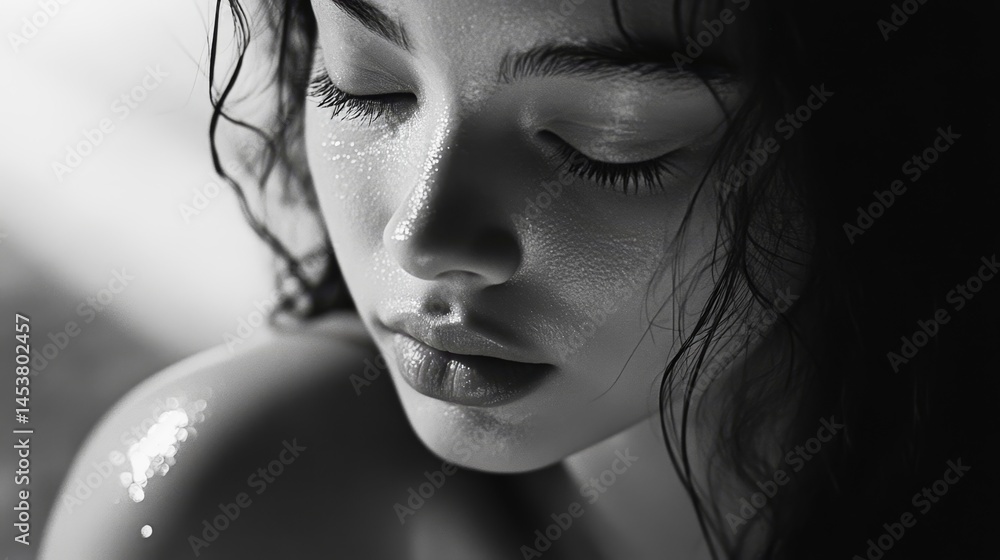 Girl in water, resting her head on her hand