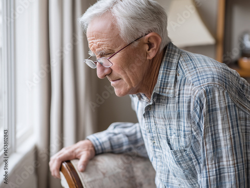 Senior man suffering from backache, frowning and wincing