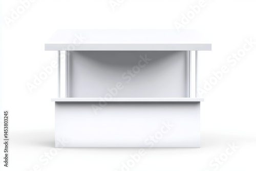 Obraz na płótnie Modern white minimalist shelf with clean lines and a simple design. Digital rendering of an interior decoration item. w salonie