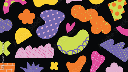 Kids and children background vector. Fun Childish hand drawn doodle design. Playful cartoon design for packaging design, wallpaper and print.