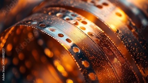Obraz na płótnie Rolled copper wire on spool with holes w salonie