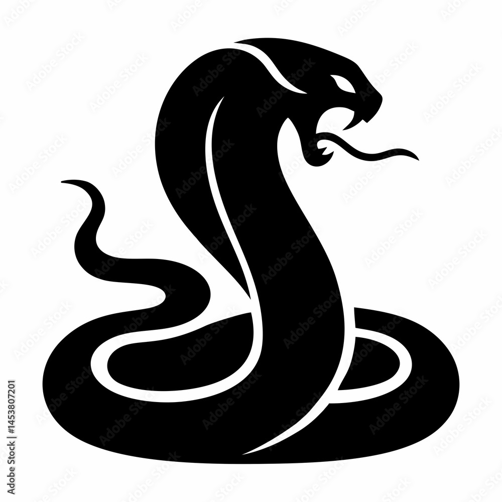 Snake cobra silhouette. Flat image Snake cobra silhouette. Flat image