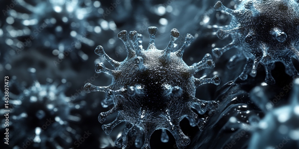 Image of a snowflake composed of multiple viral particles.