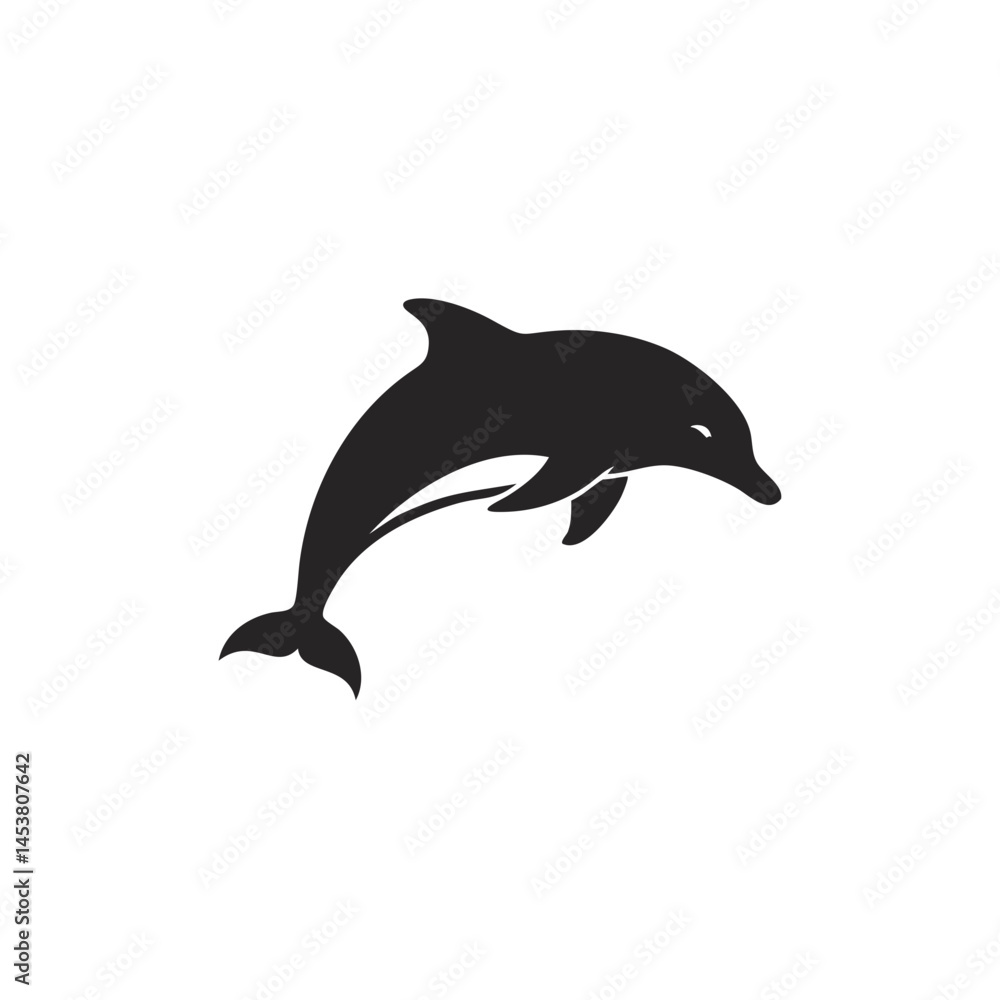 Fototapeta premium Silhouette of a dolphin jumping upwards
