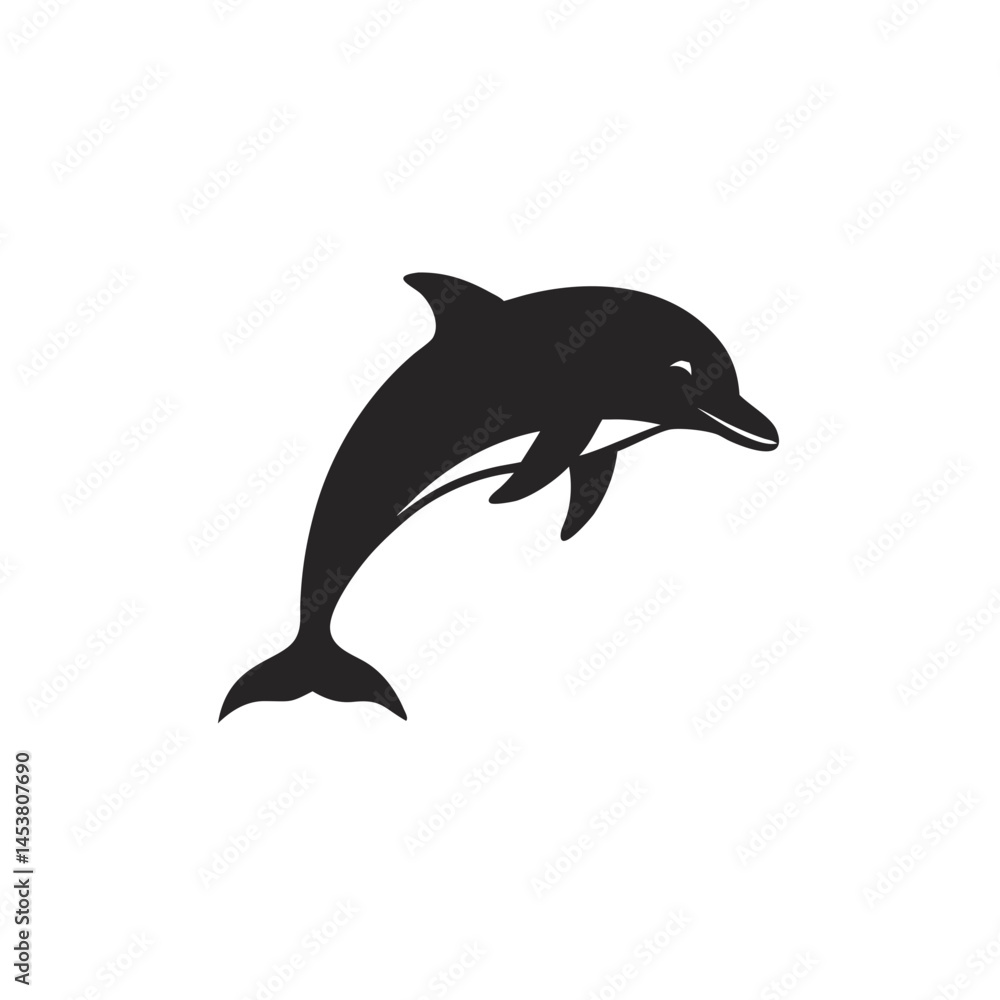 Fototapeta premium Silhouette of a jumping dolphin on white