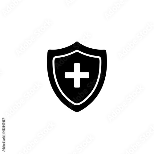 Black shield with a plus sign in the center