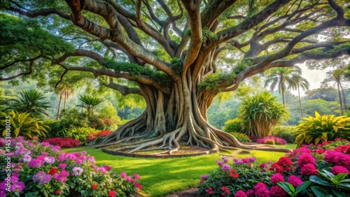 A beautiful, old tree with twisted roots and gnarled branches
