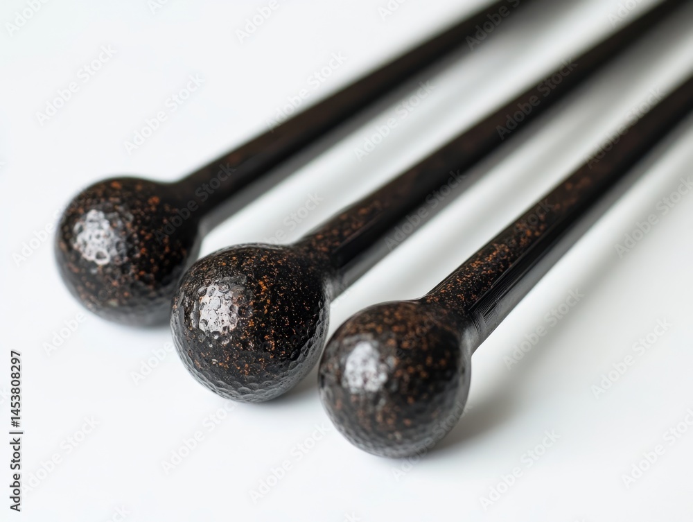 Four wooden baking sticks with a speckled texture.
