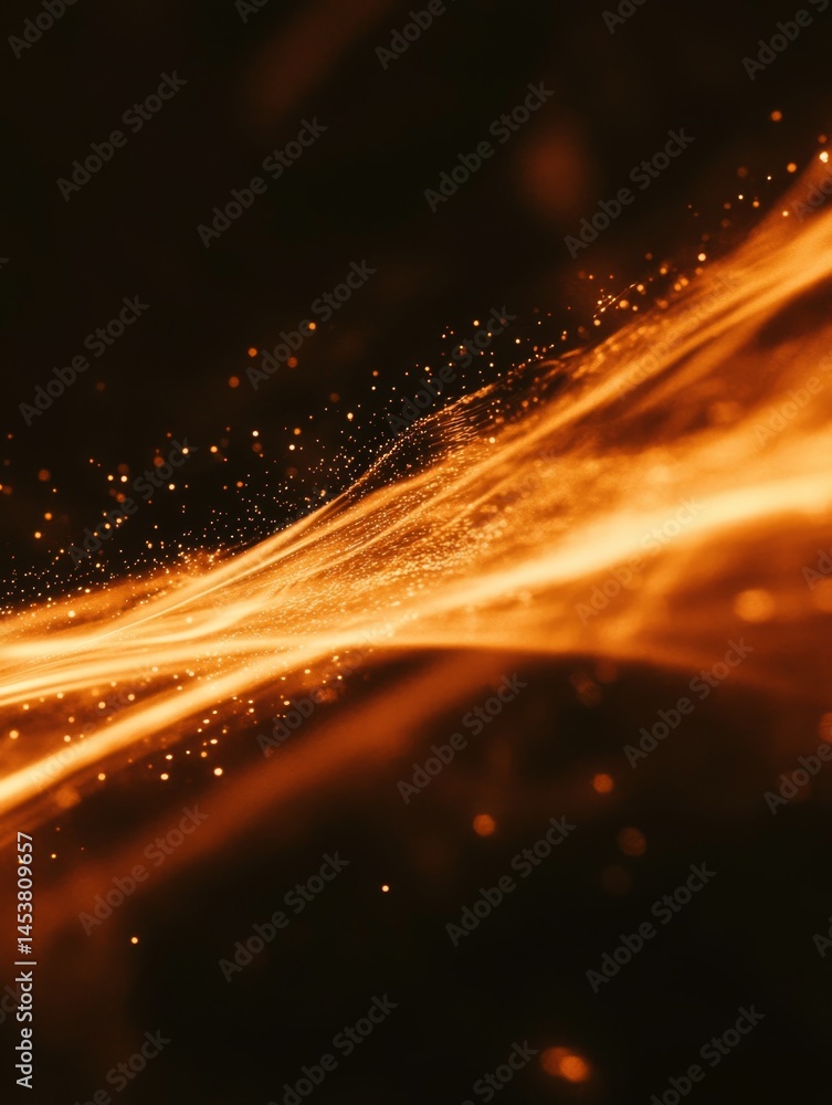 Red lava flow in motion with sparkles.
