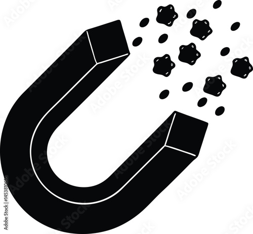 magnet with metal bits on white background  .eps