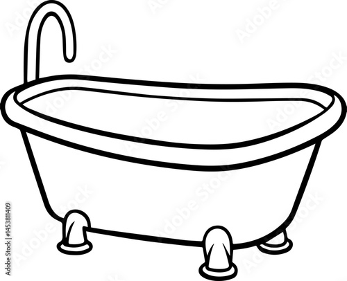 bathtub outline vector illustration line art