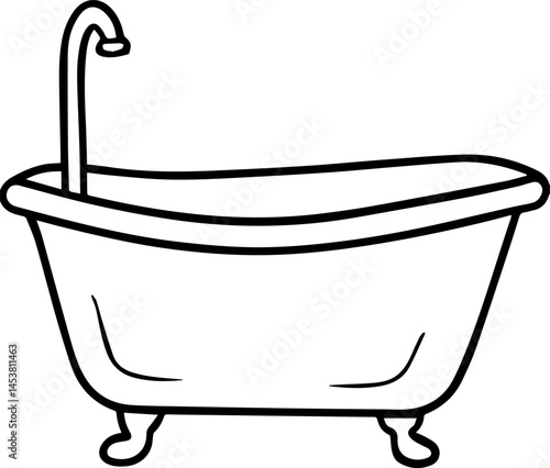 bathtub outline vector illustration line art