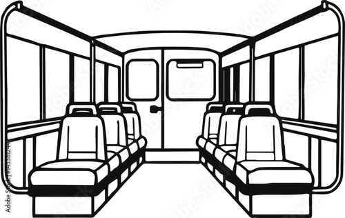 bus interior outline vector illustration line art coloring book page