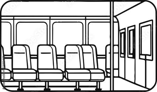 bus interior outline vector illustration line art coloring book page