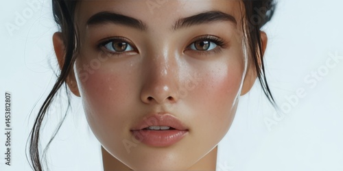 Obraz na płótnie Portrait of a young woman with flawless skin and makeup artistry w salonie