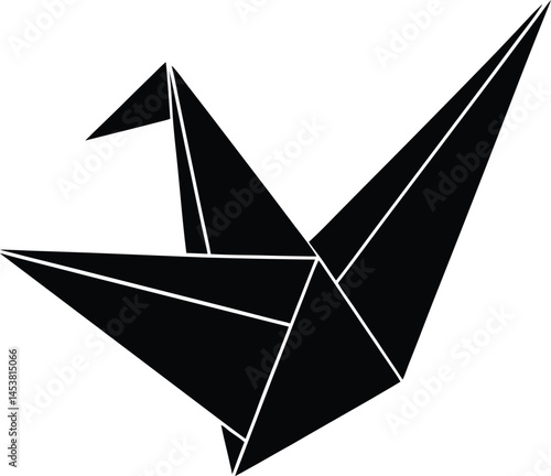 origami paper crane on white background