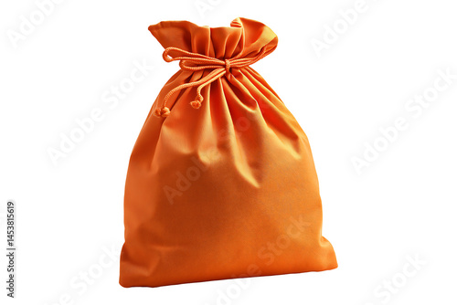 Orange fabric bag isolated on transparent background photo