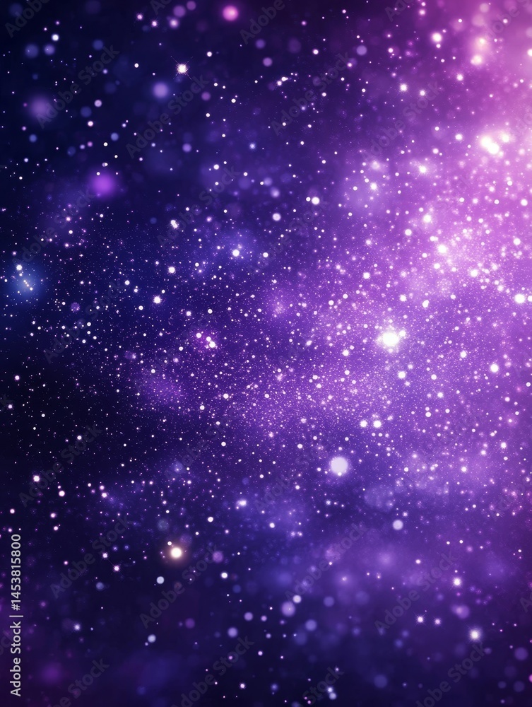 Galaxy filled with bright stars in a purple hue, giving the impression of depth and vastness.