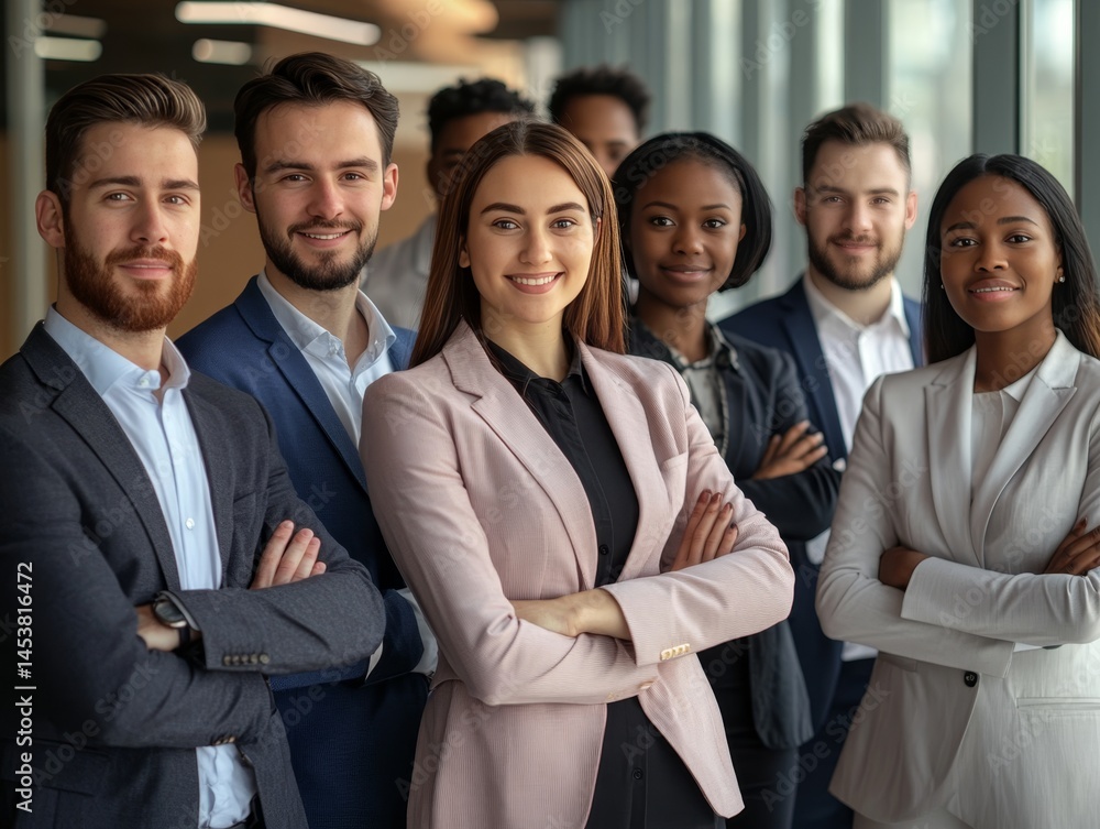 A diverse professional team in a corporate environment