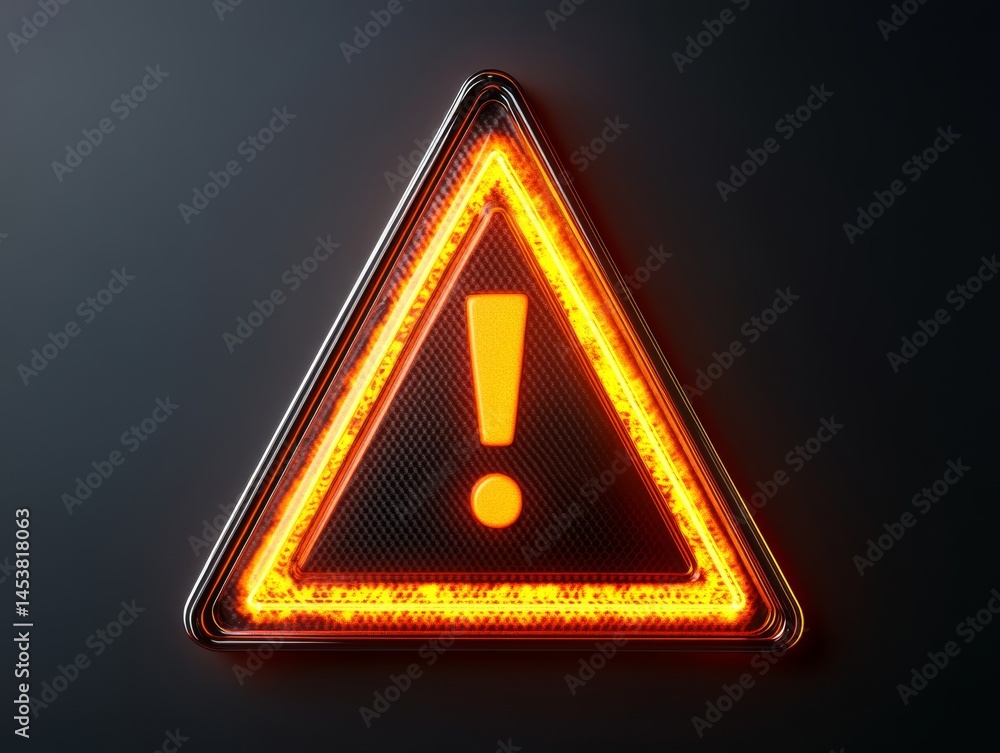 Caution sign in a dark grey background.