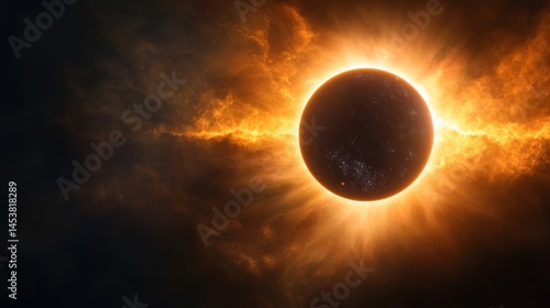 Obraz na płótnie Epic view of a total solar eclipse in space with celestial bodies and cosmic elements. w salonie