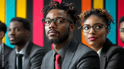 Focused business team in formal attire