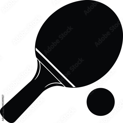 ping pong paddle and ball on white background  