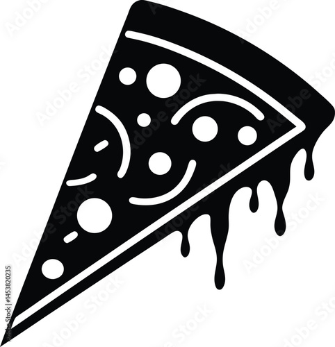 pizza slice with toppings on white background  .eps