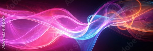 Obraz na płótnie Purple and pink energy waves motion abstract graphic design. w salonie