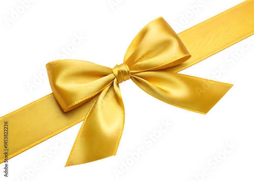 Elegant gold ribbon and bow on black background for festive occasions