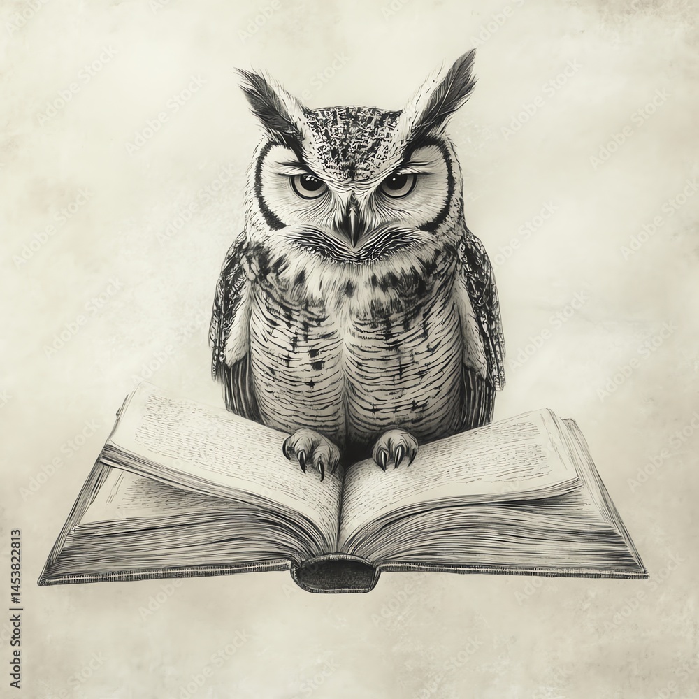 custom made wallpaper toronto digitalOwl perched on open book