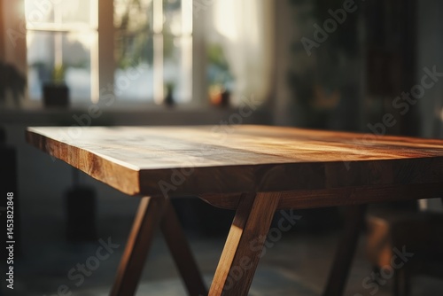 Obraz na płótnie Reclaimed wood table with metal legs. w salonie