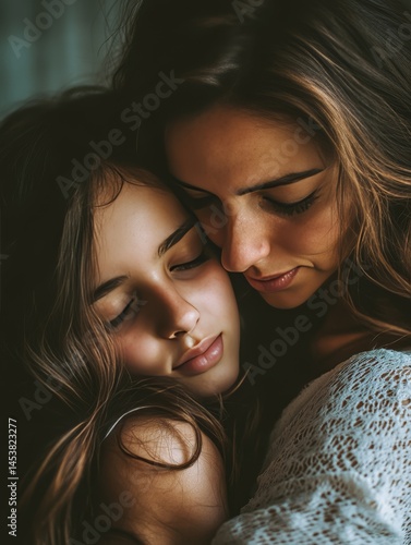 Obraz na płótnie Mother and daughter in a tender moment of affection. w salonie