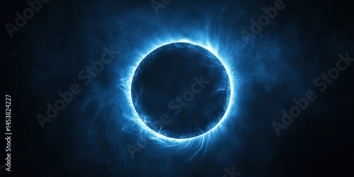 Obraz na płótnie Total solar eclipse, as seen from Earth, with blue ring encircling darkened sun. w salonie