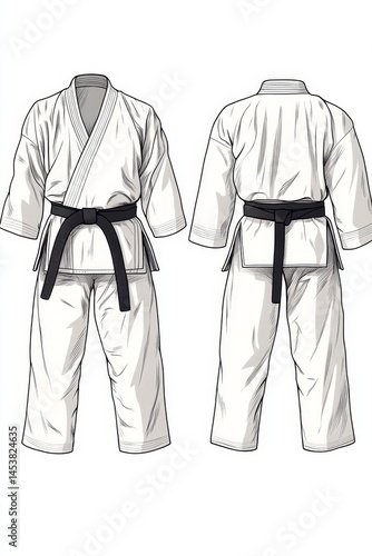 Obraz na płótnie Judo Gi in white color, designed for martial arts training and competition. Sleeveless style with belt loops and drawstring closure. w salonie