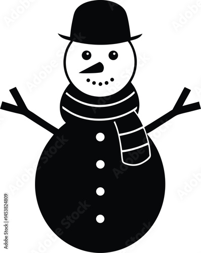 snowman with scarf on white background  .eps